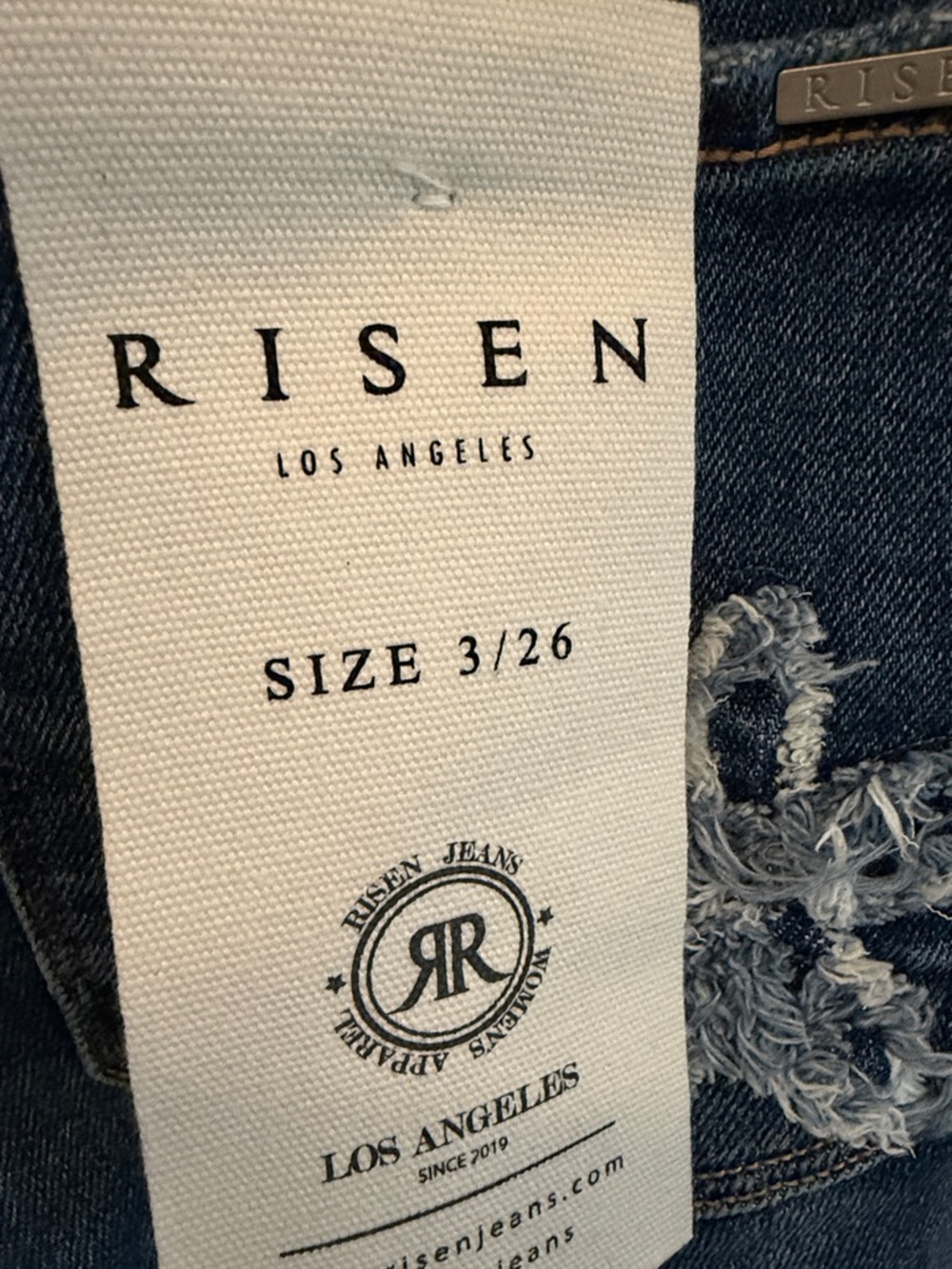 RISEN - Women's Mid Blue Embroidered Floral Jeans - Picture 12 of 16